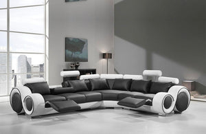Nina Modern Black and White Bonded Leather Sectional Sofa