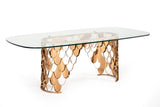 Ritz Modern Dining Table Glass & Rose Gold