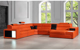 Polaris Contemporary Bonded Leather Sectional Sofa Orange