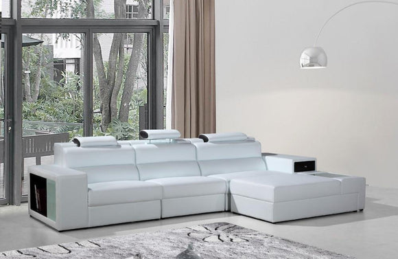 Polaris Contemporary Bonded Leather Sectional Sofa White