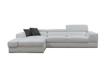 Divani Casa Pella Mini Modern White Bonded Leather Left Facing Sectional Sofa