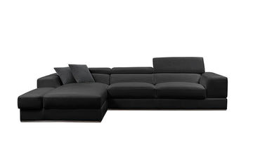 Divani Casa Pella Mini Modern Black Leather Left Facing Sectional Sofa