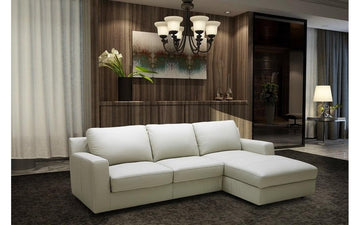 Lauren Light Grey Leather Premium Sectional Sleeper