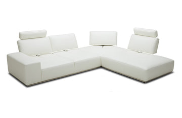Divani Casa Martha Modern White Leather Right Facing Sectional Sofa