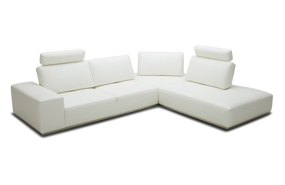 Divani Casa Martha Modern White Leather Right Facing Sectional Sofa