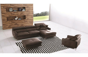 Stefano Brown Leather Sectional with Chair & Ottoman