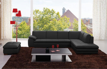 Abilene Black Leather Sectional Sofa