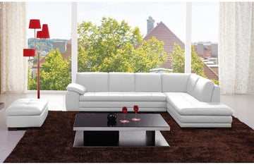 Abilene White Leather Sectional Sofa