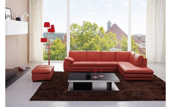 Giuseppe Orange Leather Sectional Sofa