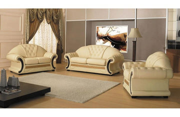 Cleopatra Leather Sofa Set Beige