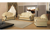 Cleopatra Leather Sofa Set Beige