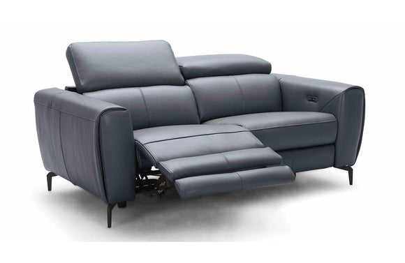 Scuzzo Blue Gray Reclining Leather Loveseat