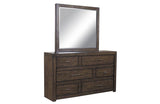 Modern Loft 6 Drawer Asymmetrical Dresser and Mirror Brownstone
