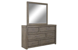 Modern Loft 6 Drawer Asymmetrical Dresser and Mirror Greystone