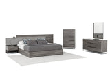 Nova Domus Enzo Italian Modern Grey Oak & Fabric Bed w/ Nightstands