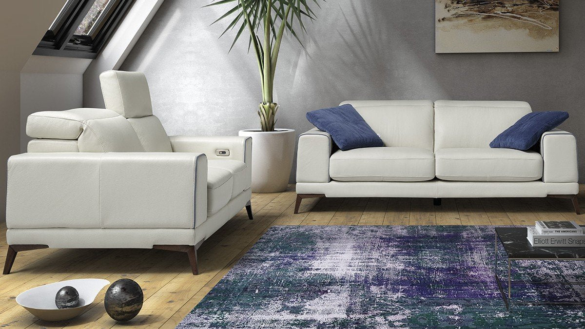Blue Leather Sofa Set