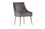 Modrest Castana Modern Grey Velvet & Gold Dining Chair (Set of 2)