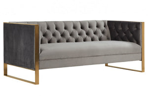 Divani Casa Carlos Modern Grey Velvet & Gold Sofa