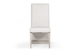 Modrest Kilson Modern White Leatherette & Stainless Steel Dining Chair (Set of 2)