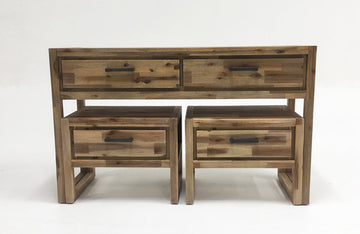 Modrest Mandy Modern Nutmeg Acacia Console & End Table Set