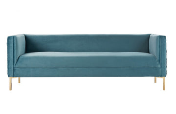 Divani Casa Putnum Modern Blue Velvet Sofa