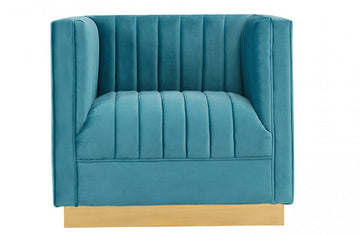 Divani Casa Oneida Modern Blue Velvet Lounge Chair