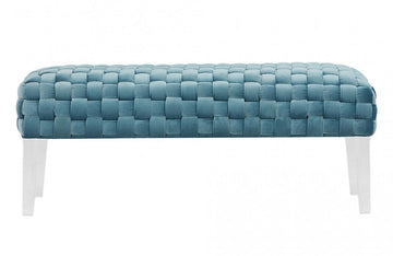 Divani Casa Tracy Modern Blue Velvet Bench