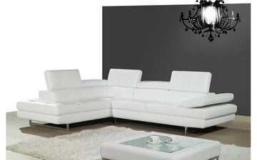 GIOVANNA White Leather Sectional Sofa