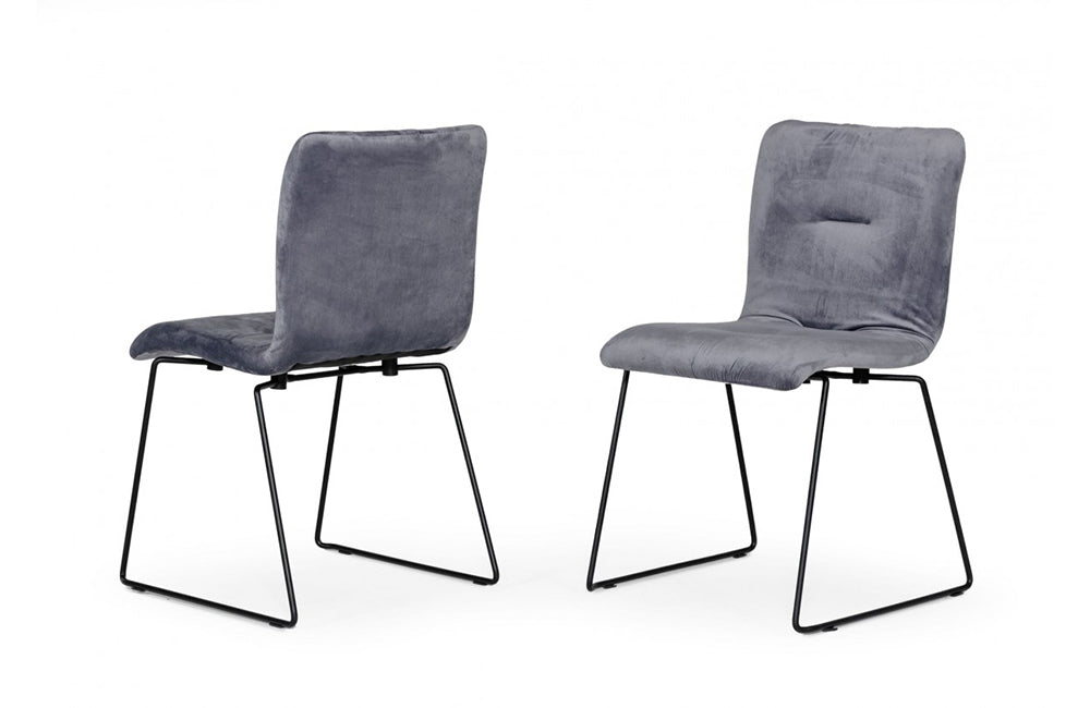 Modrest Yannis Modern Grey Fabric Dining Chair (Set of 2)