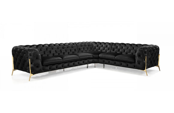 Divani Casa Sheila Modern Black Velvet Sectional Sofa