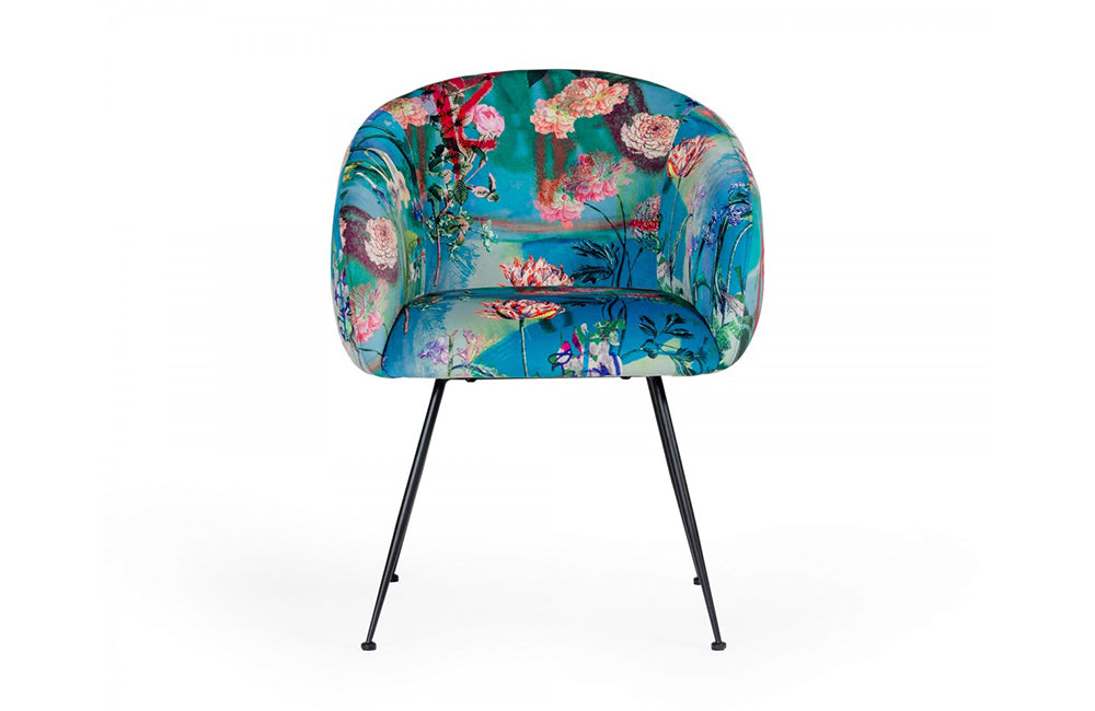 Modrest Roxann Contemporary Floral Velvet Dining Chair