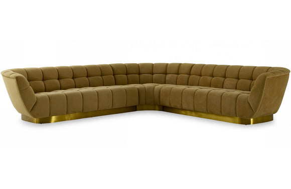 Divani Casa Granby Glam Mustard and Gold Fabric Sectional Sofa