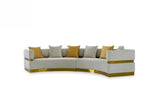Divani Casa Kiva Glam Beige and Gold Fabric Sectional Sofa
