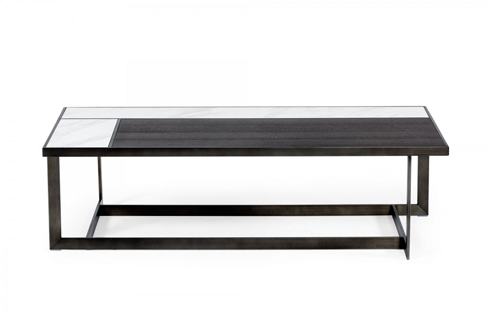 Modrest Fargo Modern Ceramic & Grey Walnut Coffee Table