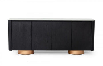 Modrest Peak Modern White Ceramic/Black Oak/Rosegold Buffet
