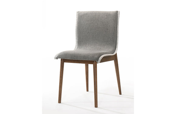Modrest Ackley Modern Walnut and Grey Fabric Dining Chair- Set of 2