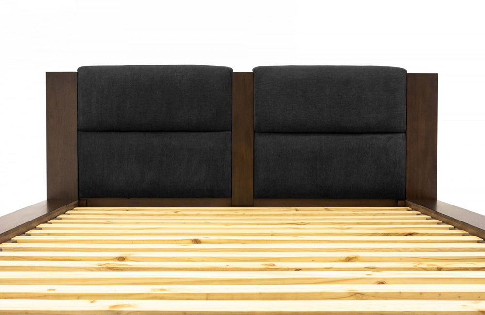 Nova Domus Fantasia Dark Walnut/Dark Grey Bed and Two Nightstands