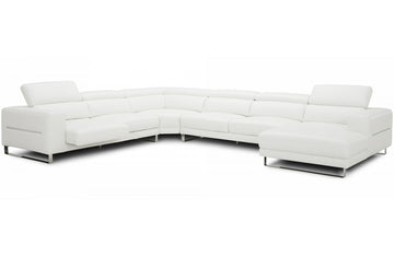 Divani Casa Hawkey Contemporary White Full Leather U Shaped Sectional Sofa