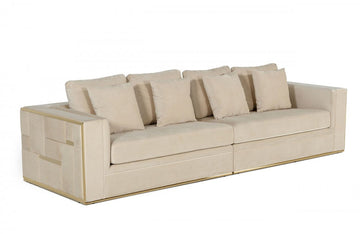 Divani Casa Mobray Glam Beige and Gold Fabric Sofa