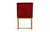 Modrest Barker Modern Red & Brush Gold Dining Chair (set of 2)