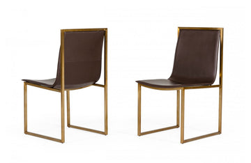 Modrest Dalton Modern Brown Leatherette Dining Chair ( Set of 2 )