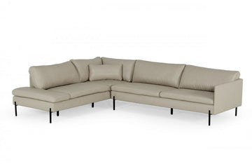 Divani Casa Sherry Modern Grey Leather Sectional Sofa