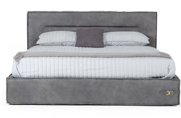 Coronelli Collezioni Hollywood Italian Contemporary Grey Leather Bed