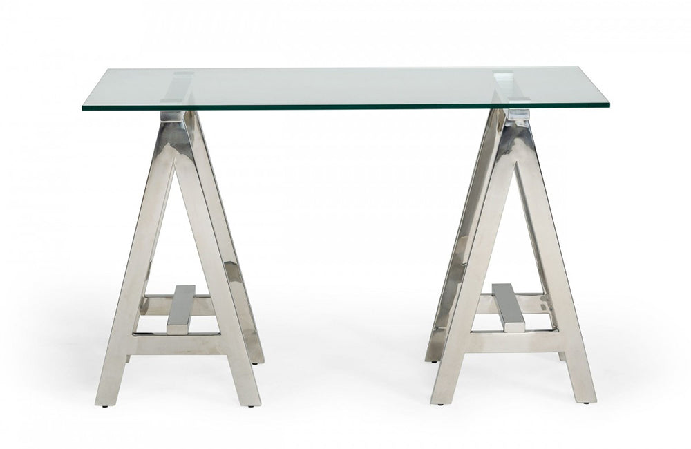 Modrest Ostrow Modern Glass & Stainless Steel Console Table | VIG ...