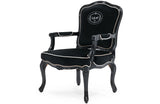 A&X Edmund - Transitional Black Velvet & Black High Gloss Lounge Chair
