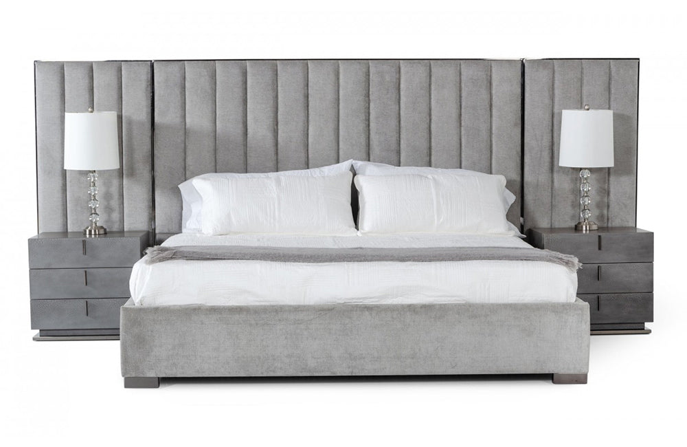 Modrest Buckley Grey & Black Stainless Steel Bedroom Set