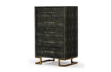 Modrest Howard Modern Shagreen Grey Leatherette & Gold Chest