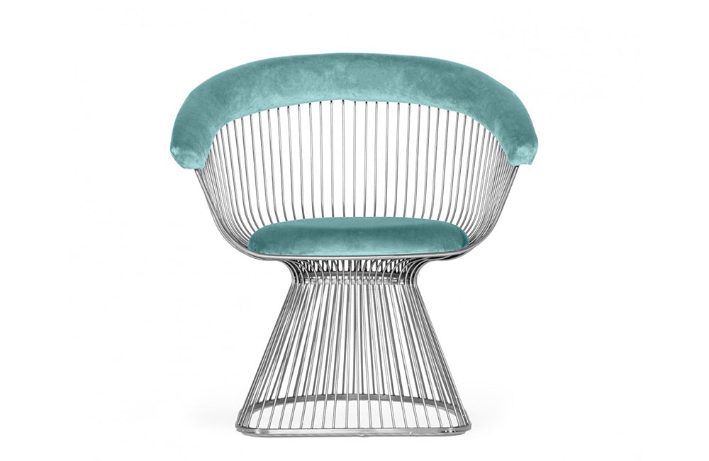 Modrest Lauren Teal Velvet and Brushed Silver Dining Chair