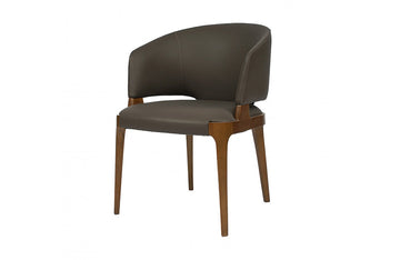 Modrest Baskin Brown and Walnut Arm Dining Chair