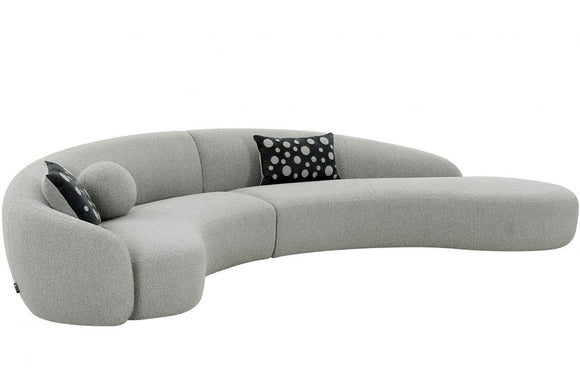 Divani Casa Allis Glam Grey and Black Fabric Curved Sectional Sofa
